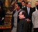 François Hollande et Isabelle Yacoubou lors de la cérémonie de remise de la Légion d'honneur aux sportifs médaillés à Londres lors des Jeux olympiques, au palais de l'Elysée le 1er mars 2013 à Paris