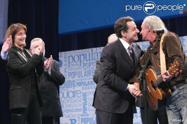 Didier Barbelivien et Nicolas Sarkozy, à Lille, le 28 janvier 2005.