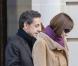 Nicolas Sarkozy et Carla Bruni-Sarkozy à la sortie du Royal Monceau à Paris, le 9 février 2013.