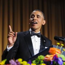Le président Barack Obama au dîner des correspondants de la Maison blanche, samedi 27 avril à Washington.