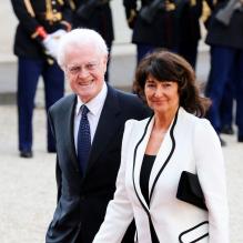 Lionel Jospin et sa femme Sylviane Agacinski lors d'un dîner d'Etat à l'Elysee en l'honneur du président polonais Bronislaw Komorowski, le 7 mai 2013.