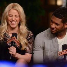 Shakira et Usher lors de l'émission Extra sur NBC à Los Angeles, le 6 mai 2013.