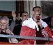 Franck Ribéry a pris le micro pour "chanter" lors des célébrations du titre de champion d'Allemagne du Bayern Munich, le 11 mai 2013 à Munich