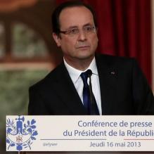 François Hollande lors d'une conférence de presse à l'Elysée le 16 mai 2013.