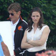 Jennifer Garner sur le tournage de son dernier film "Draft Day", à Cleveland le 20 mai 2013.