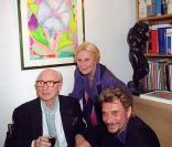 Michèle Morgan Gérard Oury et Johnny Hallyday