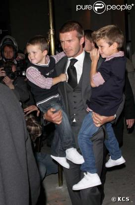 David Beckham super papa avec Cruz et Brooklyn