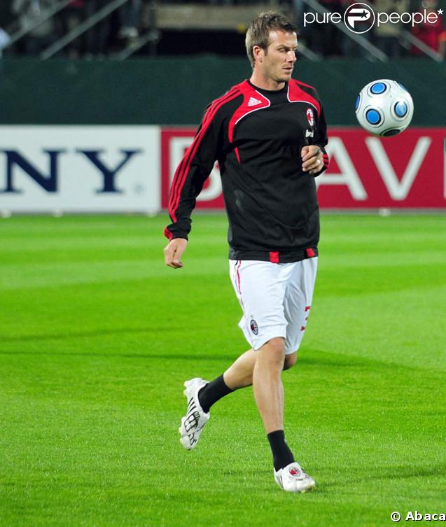 David Beckham lors de la rencontre Milan Ac/ Hambourg à Dubaï