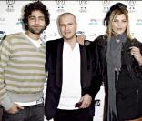 Adrian Grenier et le mannequin May Andersen lors de la Fashion Week au Danemark, à Copenhague