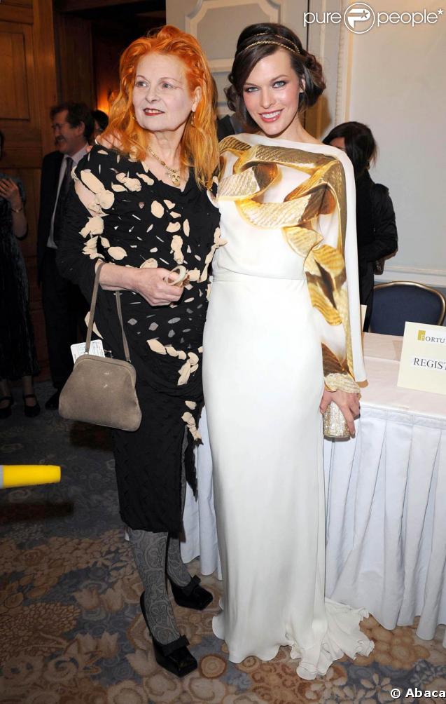 Vivienne Westwood et Milla Jovovich au 3e Fortune Forum Summit, le 3 mars 2009, au Dorchester Hotel de Londres