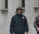 Zlatan Ibrahimovic, le footballeur suédois de l'Inter Milan, sur le tournage de la campagne Nike+ Men vs Women à Milan le 11 février 2009