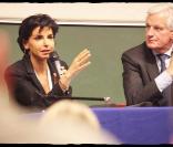 Rachida Dati et Michel Barnier en plein meeting pour les Européennes. 19/03/09
