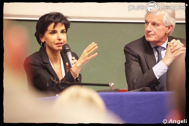 Rachida Dati et Michel Barnier en plein meeting pour les Européennes. 19/03/09