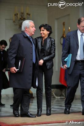 Rachida Dati et Alain Marleix à la sortie du conseil des ministres. 08/04/09