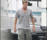 Aaron Eckhart sur le tournage de The Rum Diary, au Costa Rica
