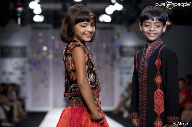 Rubina Ali avec Azharuddin Mohammed Ismail, jeunes vedettes de Slumdog Millionaire 