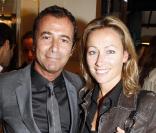 Anne-Sophie Lapix et Bernard Montiel à la soirée Tod's donnée le 28 avril 2009, rue du Faubourg St Honoré.