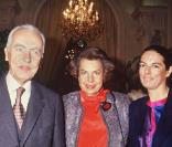 Feu-André Bettencourt, Liliane Bettencourt et leur fille Françoise Bettencourt-Meyers en octobre 1992. 