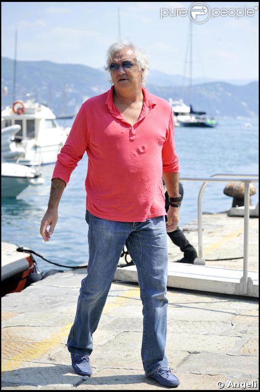 Flavio Briatore et son épouse Elisabetta Gregoraci, à Portofino avec leur ami Emilio Fede.
