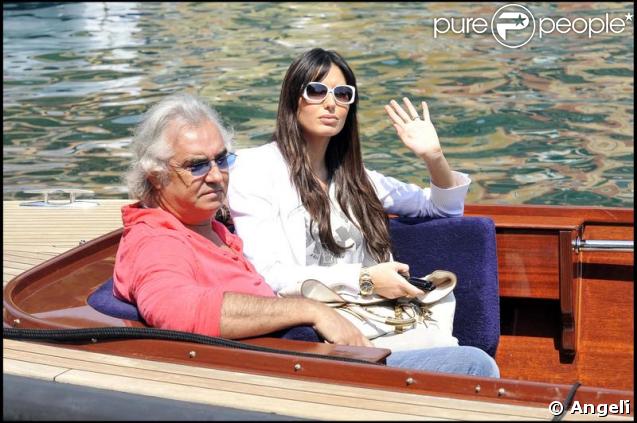 Flavio Briatore et son épouse Elisabetta Gregoraci, à Portofino avec leur ami Emilio Fede.