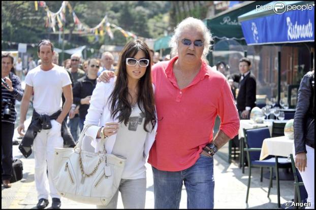Flavio Briatore et son épouse Elisabetta Gregoraci, à Portofino avec leur ami Emilio Fede.