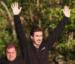 Eric Cantona et son équipe à l'occasion d'un match de foot amical contre l'équipe de Marc Lièvremont lors du Rugby Bordel Football Club le 1er mai 2009 Vernet-les-Bains