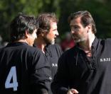 Joel, Jean-Marie et Eric Cantona et leur équipe à l'occasion d'un match de foot amical contre l'équipe de Marc Lièvremont lors du Rugby Bordel Football Club le 1er mai 2009 Vernet-les-Bains
