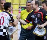 Le prince Albert et le pilote Giancarlo Fisichella lors du 16e World Stars Football Match au profit de l'AMADE-Monaco