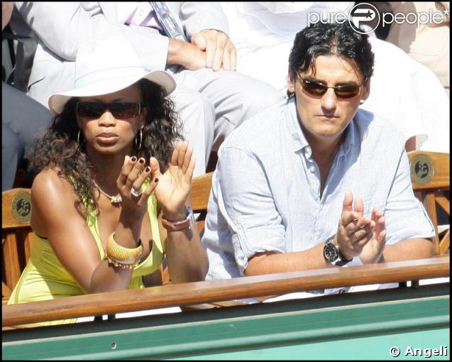 Laura Flessel et son mari au Tournoi de Roland Garros le mardi 2 juin 2009