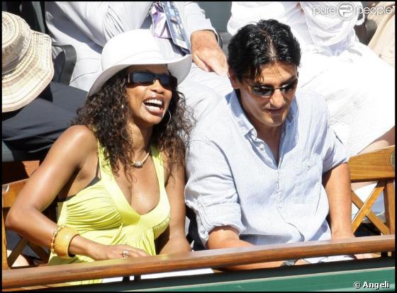 Laura Flessel et son mari au Tournoi de Roland Garros le mardi 2 juin 2009