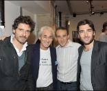 Pascal Elbé, Patrick Frèche, Elie Semoun et David Leslie Frèche à l'inauguration de la boutique de vêtements, rue Yvonne Le Tac, dans le 18ème arrondissement