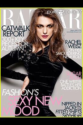 Rachel Weisz en couverture de Harper's Bazaar UK pour le mois d'août