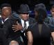 Joe Jackson et ses proches lors de l'hommage public rendu à son fils le 7 juillet au Staples Center à Los Angeles