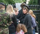 Emma Thompson sur le tournage de Nanny McPhee 2, à Londres. Juillet 2009