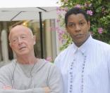 Denzel Washington et Tony Scott en promotion à Paris le 20 juillet 2009 pour le film L'Attaque du métro 123