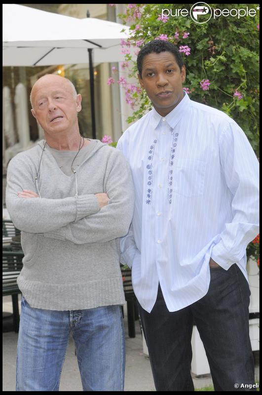 Denzel Washington et Tony Scott en promotion à Paris le 20 juillet 2009 pour le film L'Attaque du métro 123