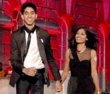 Freida Pinto et Dev Patel lors d'une projection en plein air de Slumdog Millionaire à Londres dans la Somerset House le 31 juillet 2009