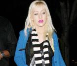 Sortie au restaurant Osteria Mozza pour Christina Aguilera et son mari Jordan Bratman, le 15 août 2009