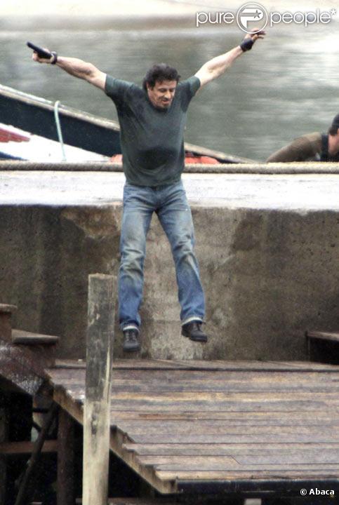 Sylvester Stallone sur le tournage de The Expendables en avril 2009 