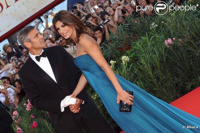 George Clooney et sa compagne Elisabetta Canalis arrivent pour la projection de  The Men Who Stare at Goats , le 8 septembre 2009 à la Mostra de Venise