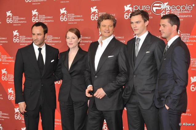 Tom Ford, Julianne Moore, Colin Firth, Nicholas Hoult et Matthew Goode, à l'occasion du photocall de  A single man , lors de la 66e Mostra de Venise, le 11 septembre 2009 !