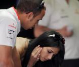 Nicole Scherzinger et Lewis Hamilton en mai 2009 lors du Grand Prix d'Angleterre   
