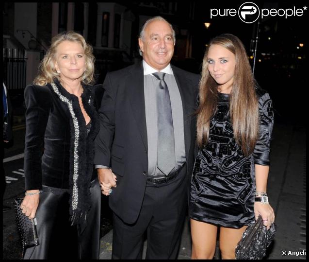 Philip Green avec sa femme et sa fille au dîner Top Shop à Londres, le 20 septembre 2009