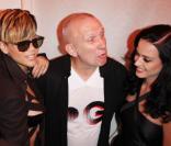 Rihanna, Jean-Paul Gaultier et Katy Perry au défilé Jean-Paul Gaultier lors de la Fashion Week parisienne le 3 octobre 2009