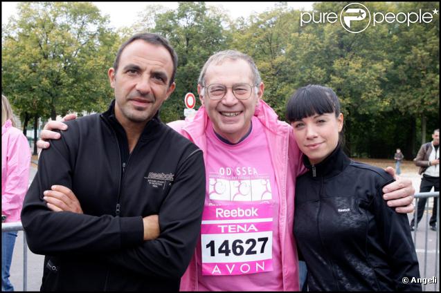 Nikos et Anne-Gaëlle Riccio lors de la course Odyssea au profit de la lutte contre le cancer du sein sur l'esplanade du château de Vincennes le 4 octobre 2009