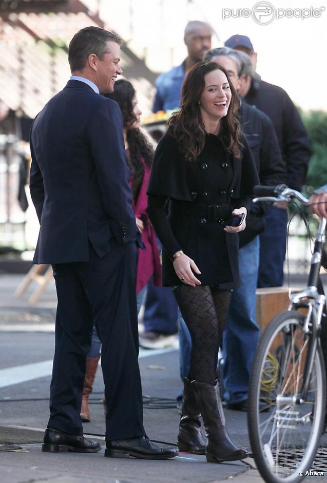 Matt Damon et Emily Blunt sur le tournage de  The adjustment   bureau , à New York, le 5 octobre 2009 !