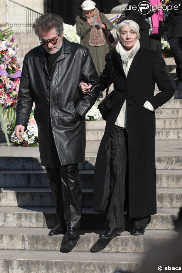 Eddy Mitchell et Fraçoise Hardy aux obsèques d'Henri Salvador, samedi 16 février 2008, en l'église de la Madeleine