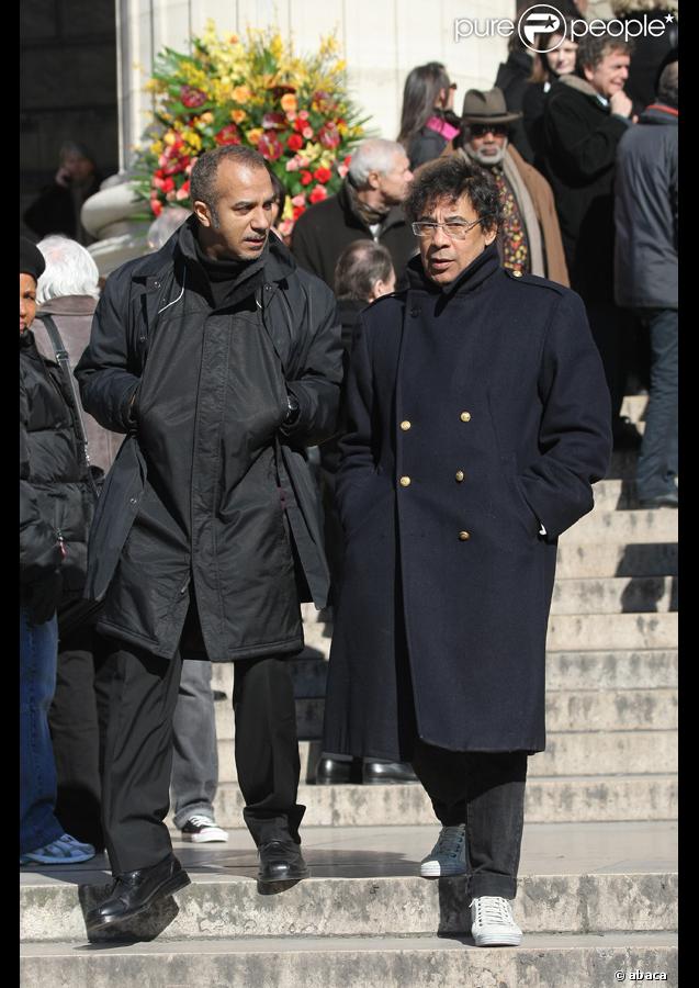Pascal Légitimus et Laurent Voulzy aux obsèques d'Henri Salvador, samedi 16 février 2008, en l'église de la Madeleine