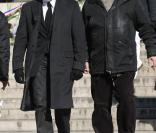 José Garcia et Daniel Russo aux obsèques d'Henri Salvador, samedi 16 février 2008, en l'église de la Madeleine