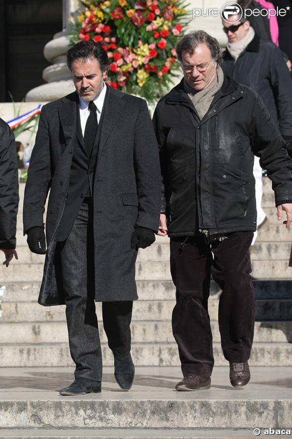 José Garcia et Daniel Russo aux obsèques d'Henri Salvador, samedi 16 février 2008, en l'église de la Madeleine